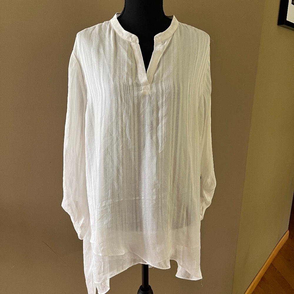 Chico's White Sheer Blouse Size 3